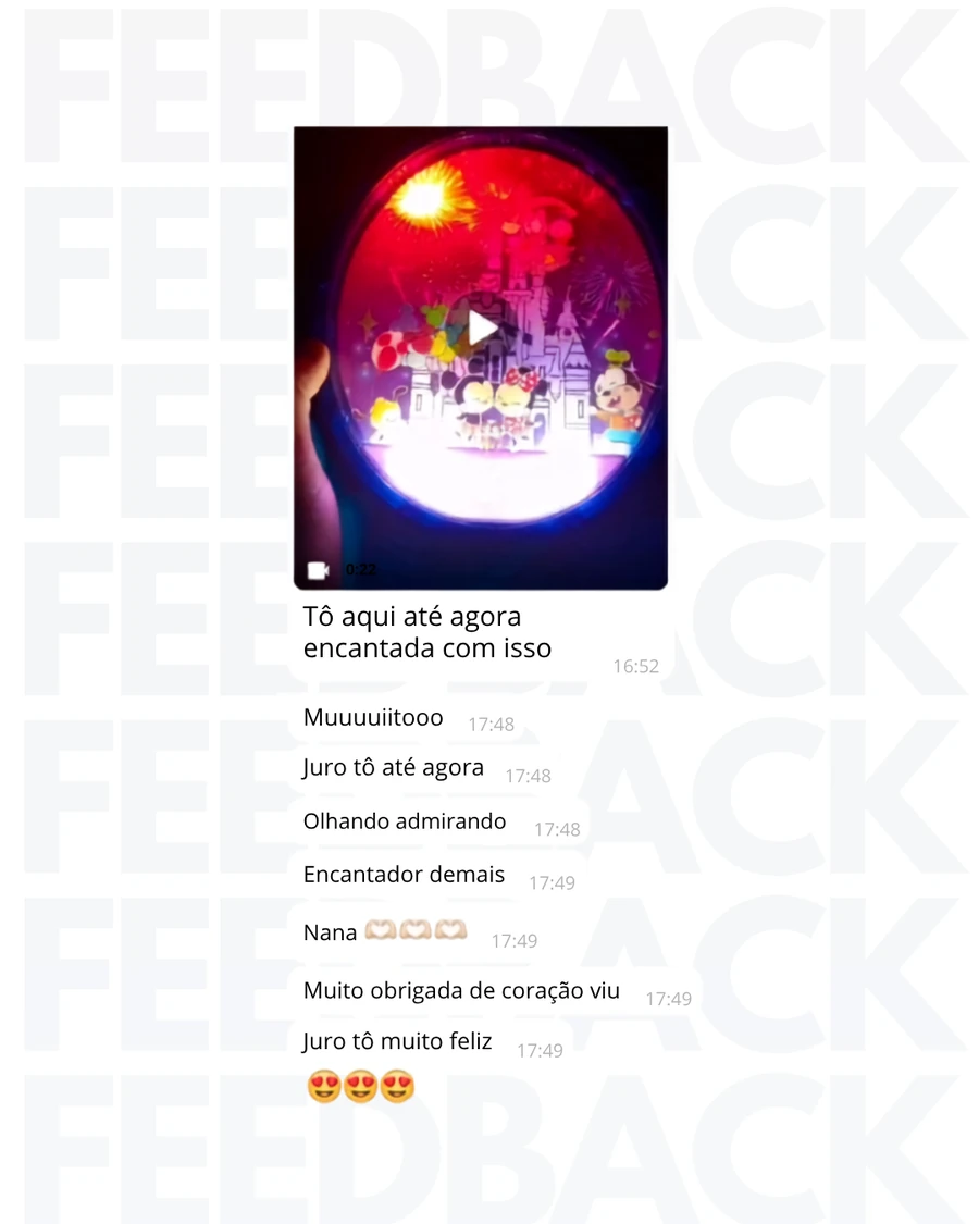 Feedback de cliente sobre luminária da Disney